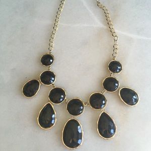 Faux Onyx Fashion Statement Bib teardrop Necklace